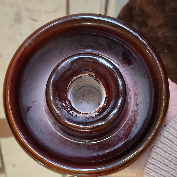 Insulator Vintage Brown Ceramic Insulator Heavy - Picture 6 of 8